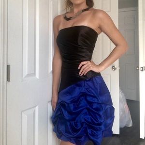 Black and blue short formal dress